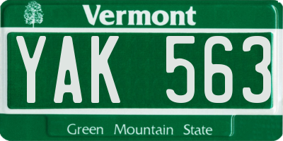 VT license plate YAK563