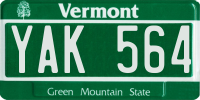 VT license plate YAK564
