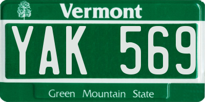 VT license plate YAK569