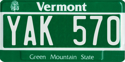 VT license plate YAK570