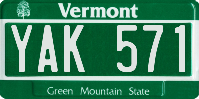 VT license plate YAK571