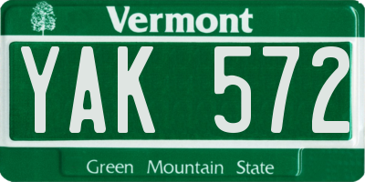 VT license plate YAK572