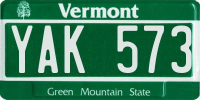 VT license plate YAK573