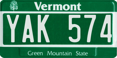 VT license plate YAK574