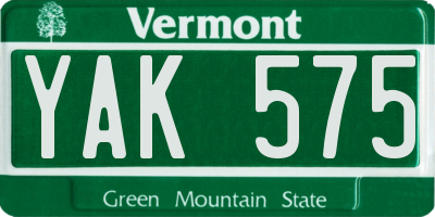 VT license plate YAK575