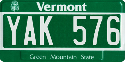 VT license plate YAK576