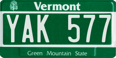 VT license plate YAK577