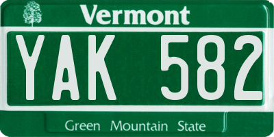 VT license plate YAK582