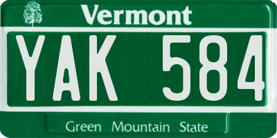 VT license plate YAK584