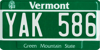 VT license plate YAK586