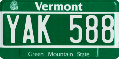 VT license plate YAK588