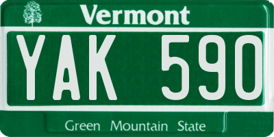 VT license plate YAK590