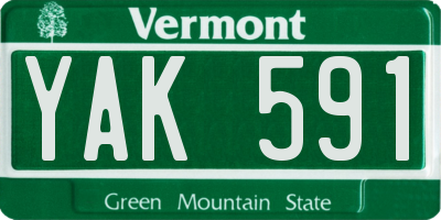 VT license plate YAK591