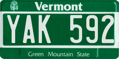 VT license plate YAK592