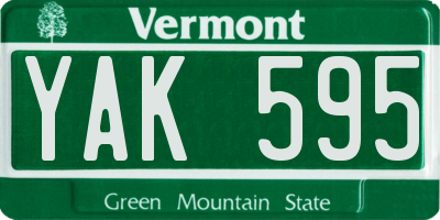 VT license plate YAK595