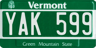 VT license plate YAK599