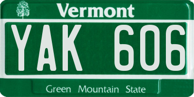 VT license plate YAK606