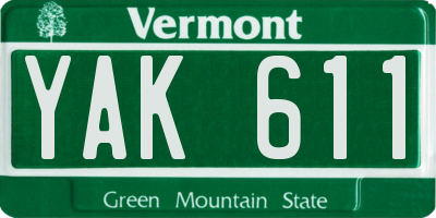 VT license plate YAK611