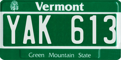 VT license plate YAK613