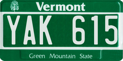 VT license plate YAK615