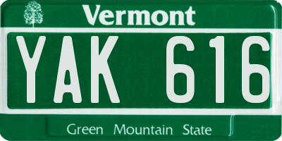 VT license plate YAK616