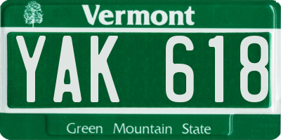 VT license plate YAK618