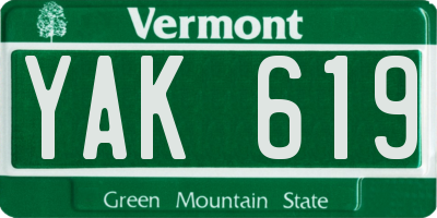 VT license plate YAK619