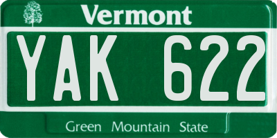 VT license plate YAK622