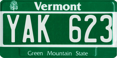 VT license plate YAK623