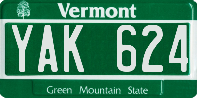 VT license plate YAK624