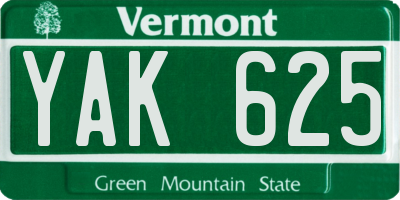VT license plate YAK625