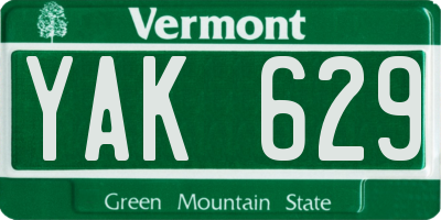 VT license plate YAK629