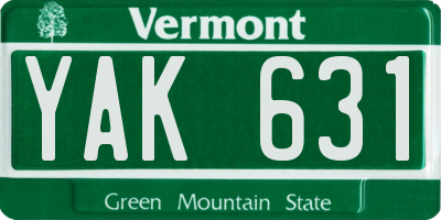VT license plate YAK631