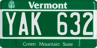 VT license plate YAK632
