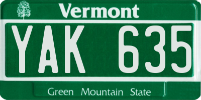 VT license plate YAK635