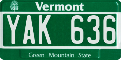 VT license plate YAK636