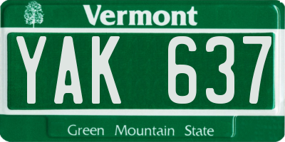 VT license plate YAK637