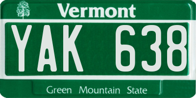 VT license plate YAK638