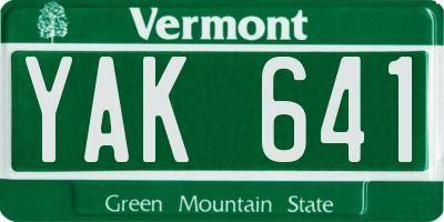 VT license plate YAK641