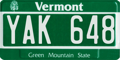 VT license plate YAK648