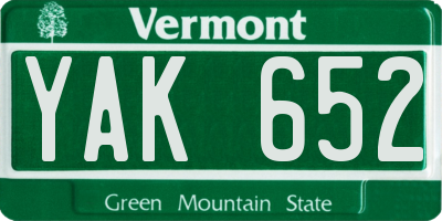 VT license plate YAK652