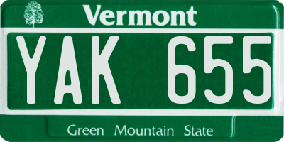 VT license plate YAK655