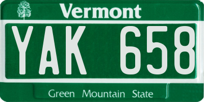 VT license plate YAK658