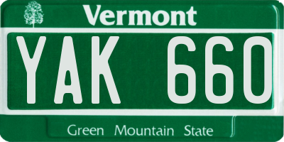 VT license plate YAK660