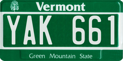 VT license plate YAK661