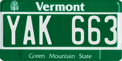 VT license plate YAK663