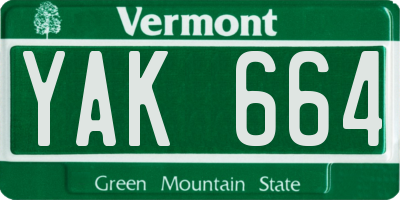 VT license plate YAK664