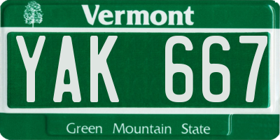VT license plate YAK667