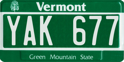 VT license plate YAK677