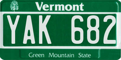 VT license plate YAK682